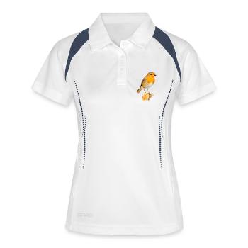 Rouge-gorge - Polo respirant Femme - blanc/marine - Devant