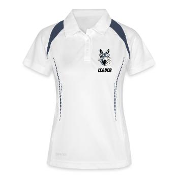 Tête de loup avec lettrage Leader - Polo respirant Femme - blanc/marine - Devant