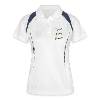 NOËL. ANNEE. ANNIVERSAIRE. RETRAITE. PAPA. MAMAM. - Polo respirant Femme - blanc/marine - Devant
