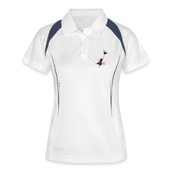 Vol en forme de cœur dans une robe rouge - Polo respirant Femme - blanc/marine - Devant