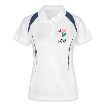 HEART. HEARTS. VALENTINE'S DAY. LOVE. LOVE. COUPLE. - Women's Polo breathable - white/navy - Front