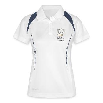 Komme was WOLLE Ich SCHAF die Matura 2026 - Frauen Polo atmungsaktiv - Weiß/Navy - Vorne