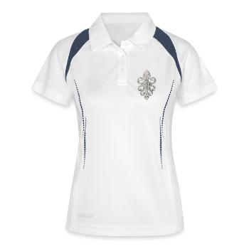 Polynésie ornementale de la pieuvre - Polo respirant Femme - blanc/marine - Devant