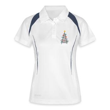 Farbenpunkt Baum Minimalismus - Frauen Polo atmungsaktiv - Weiß/Navy - Vorne