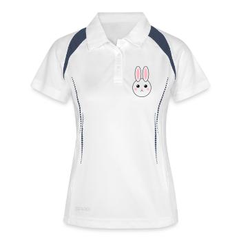 Buntes abstraktes Hasen-Design - Frauen Polo atmungsaktiv - Weiß/Navy - Vorne