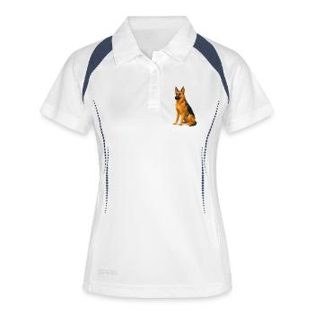 Chien Berger Allemand en Low Poly - Polo respirant Femme - blanc/marine - Devant