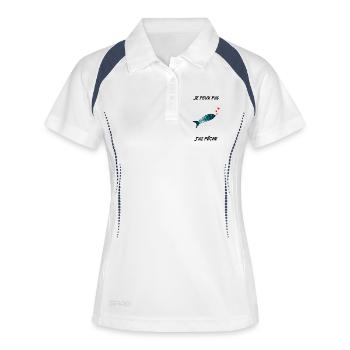 ANGELN. RUHESTAND. RUHESTAND. PENSIONIERT - Frauen Polo atmungsaktiv - Weiß/Navy - Vorne