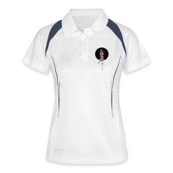 Ballerina Flamingo mit Tutu - Frauen Polo atmungsaktiv - Weiß/Navy - Vorne