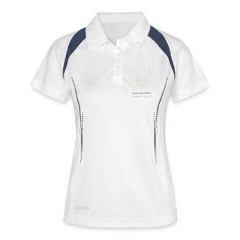 La sympathie naît – avant même de parler - Polo respirant Femme - blanc/marine - Devant