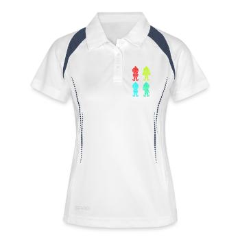 Weihnachtsmann Weihnachtself Weihnachten - Frauen Polo atmungsaktiv - Weiß/Navy - Vorne