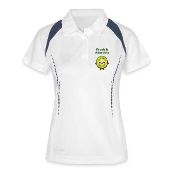 Kiwi frais Kawaii mignon - Polo respirant Femme - blanc/marine - Devant