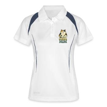 Chonk Cat Mom Retro-Druck - Frauen Polo atmungsaktiv - Weiß/Navy - Vorne