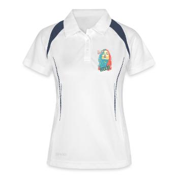 Portrait de fille pop art Kiss the World - Polo respirant Femme - blanc/marine - Devant