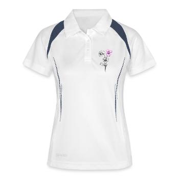 Stiefmütterchen Blume Illustration  - Frauen Polo atmungsaktiv - Weiß/Navy - Vorne