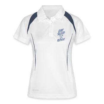 Sports d’hiver Vacances de ski Skieurs Piste de ski - Polo respirant Femme - blanc/marine - Devant