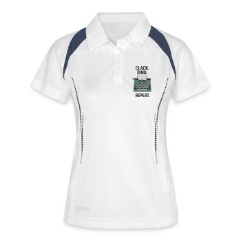Klack Ding Repeat | Machine à écrire - Polo respirant Femme - blanc/marine - Devant