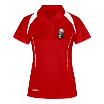 Soll ich es größer machen? John Hancock, 4. Juli - Frauen Polo atmungsaktiv - Weiß/Navy - Vorne