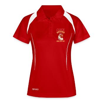 Farmer Rooster Flock Poultry Chicken - Frauen Polo atmungsaktiv - Weiß/Navy - Vorne