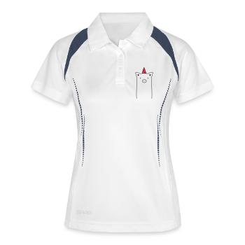 Schwein Party - Party Sau - Frauen Polo atmungsaktiv - Weiß/Navy - Vorne