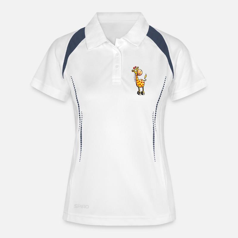 Cute Giraffe with hearts - Women's Polo breathable - white/navy