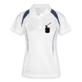 Axt und Baumstamm - Frauen Polo atmungsaktiv - Weiß/Navy - Vorne