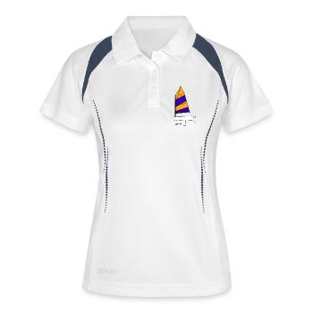 Voilier Optimist Variante 1 - Polo respirant Femme - blanc/marine - Devant