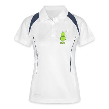 Lustiger Nö Frosch I Nein Statement - Frauen Polo atmungsaktiv - Weiß/Navy - Vorne