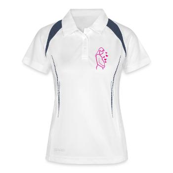 Bébé ventre mère grossesse grossesse coeur - Polo respirant Femme - blanc/marine - Devant