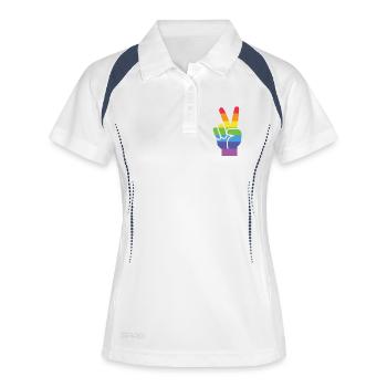 Pride Month LGBT - Sieg! - Frauen Polo atmungsaktiv - Weiß/Navy - Vorne