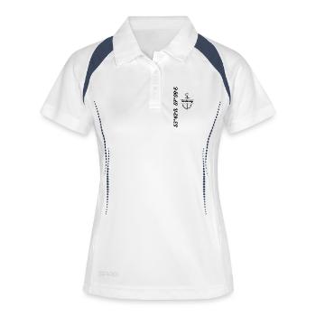 Koordinaten Motiv Norderney Nordsee - Frauen Polo atmungsaktiv - Weiß/Navy - Vorne