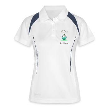MAITRE. MAÎTRESSE. MERCI. MERCI MAÎTRESSE - Polo respirant Femme - blanc/marine - Devant