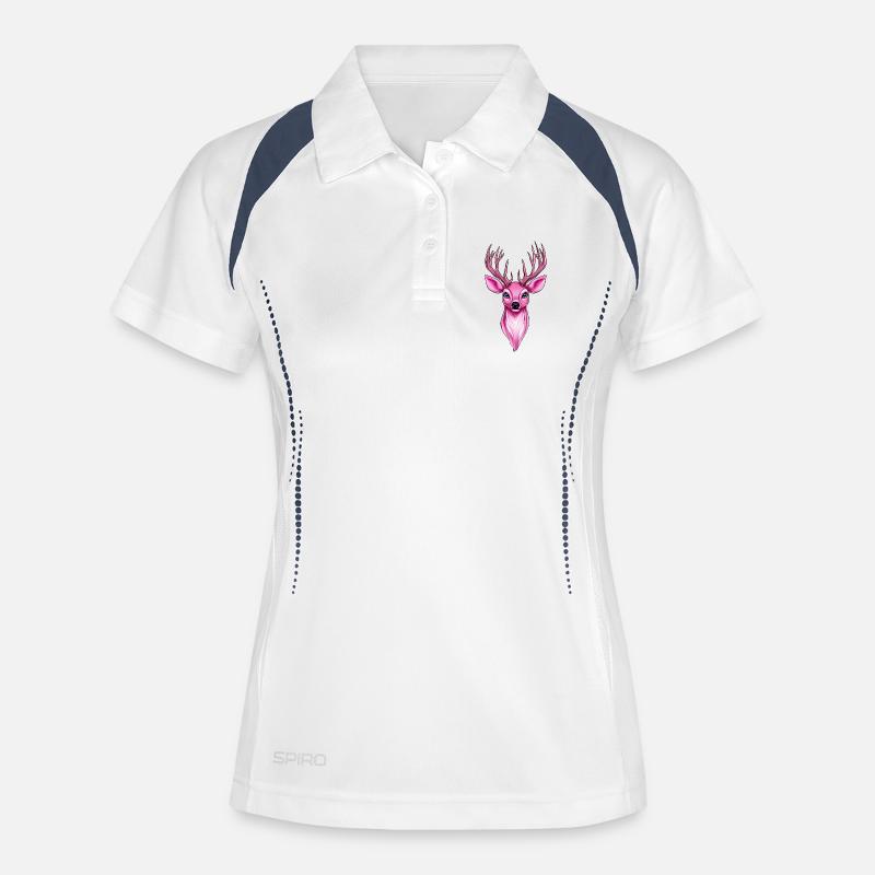 pink fantasy deer - Women's Polo breathable - white/navy