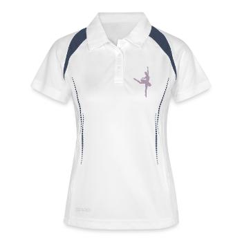 Silhouette de ballet minimaliste ballerine femme - Polo respirant Femme - blanc/marine - Devant