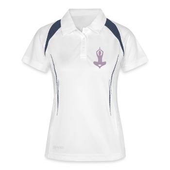 Yoga Meditieren Zen Innere Ruhe Frau  - Frauen Polo atmungsaktiv - Weiß/Navy - Vorne