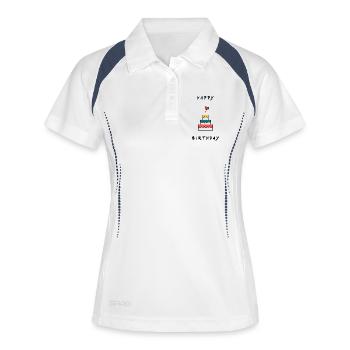 ALLES GUTE ZUM GEBURTSTAG. ALLES GUTE ZUM GEBURTSTAG. JAHRESTAG. - Frauen Polo atmungsaktiv - Weiß/Navy - Vorne