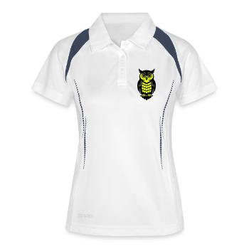 Pop Art Eulen Design - Frauen Polo atmungsaktiv - Weiß/Navy - Vorne