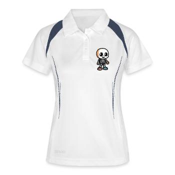 Skelett Niedlich Halloween Comic - Frauen Polo atmungsaktiv - Weiß/Navy - Vorne
