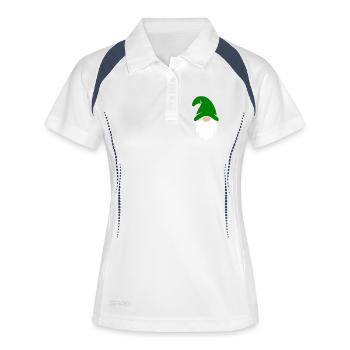 Nain de jardin en chapeau vert - Polo respirant Femme - blanc/marine - Devant