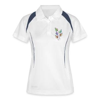 Blätter - Frauen Polo atmungsaktiv - Weiß/Navy - Vorne