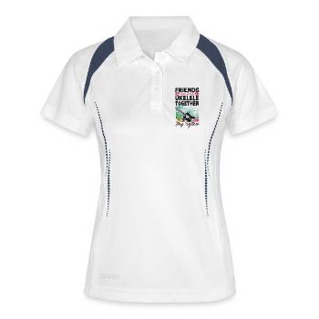 Hawaiian Ukulele Uke Friends - Frauen Polo atmungsaktiv - Weiß/Navy - Vorne