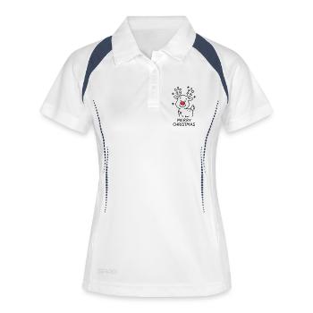 Renne Rudolph Joyeux Noël - Polo respirant Femme - blanc/marine - Devant