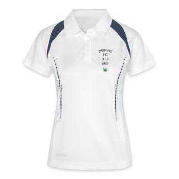 Ich kann nicht, ich habe Gras! - Frauen Polo atmungsaktiv - Weiß/Navy - Vorne
