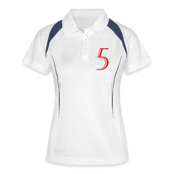 5. ANNIVERSAIRE. 5 ANS. 5e ANNIVERSAIRE. ENFANT - Polo respirant Femme - blanc/marine - Devant