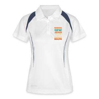 VTT VTT VTT Jésus Christianisme - Polo respirant Femme - blanc/marine - Devant