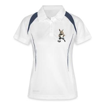 Fussballer Hase - Frauen Polo atmungsaktiv - Weiß/Navy - Vorne