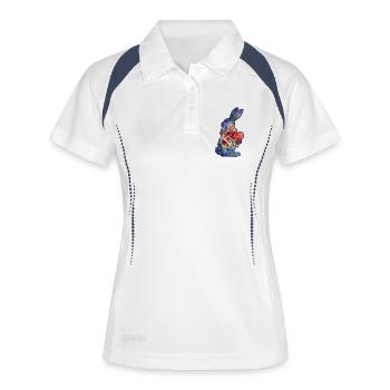 Hase Herz Wasserfarben - Frauen Polo atmungsaktiv - Weiß/Navy - Vorne