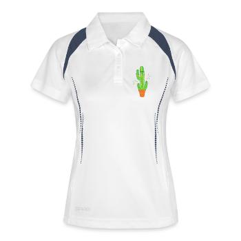 Mignonne bande dessinée Cactus Green - Polo respirant Femme - blanc/marine - Devant