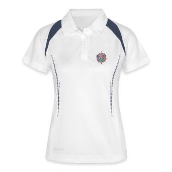 Neon Kreiswirbel - Frauen Polo atmungsaktiv - Weiß/Navy - Vorne