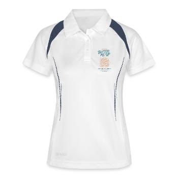 Frühstück lustiger Brunch Kaffee Butter mich - Frauen Polo atmungsaktiv - Weiß/Navy - Vorne