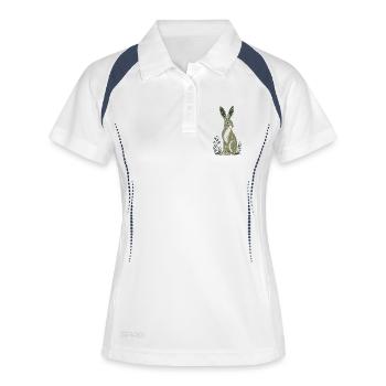 Ohren der Sternhasenkonstellation Himmelshasen - Frauen Polo atmungsaktiv - Weiß/Navy - Vorne